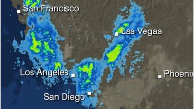 Radar of rain along US West coast