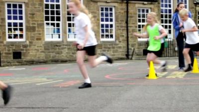 School children in playground