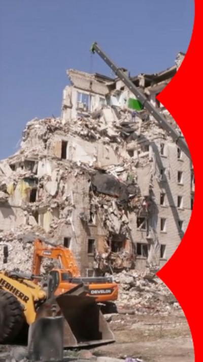 A building in Kyiv which has been destroyed 