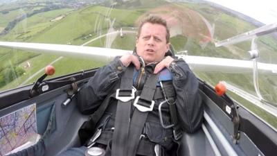 Mike Bushell in a glider