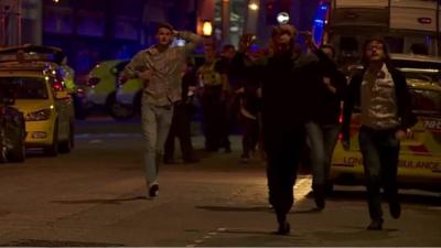 Men flee scene with hands up