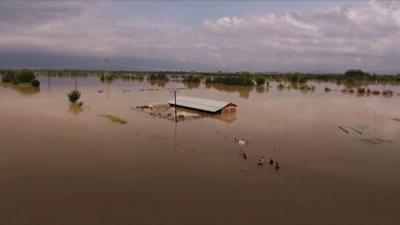 Flooded land in Greece