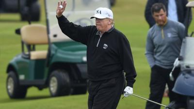 Trump golfing in Scotland in 2018