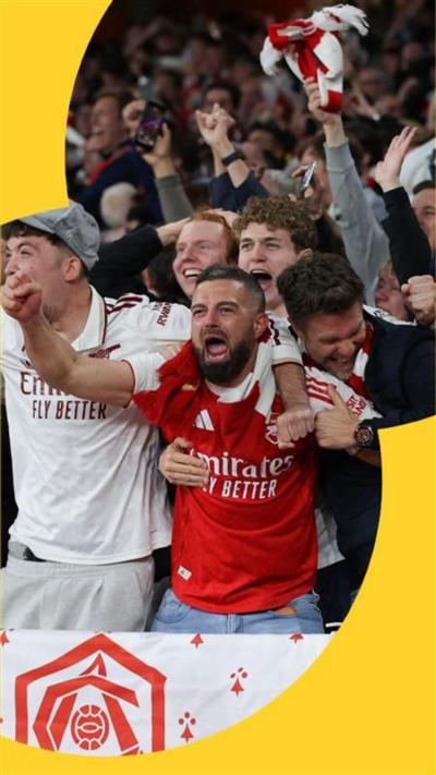 Arsenal fans celebrate on the stands