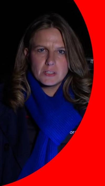 A woman with brown hair wears a blue scarf