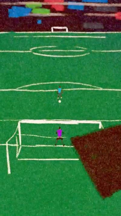 A visual image of a football player stepping up to take a penalty against a goalkeeper