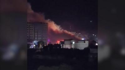 Smoke rising from a hotel in Somali capital