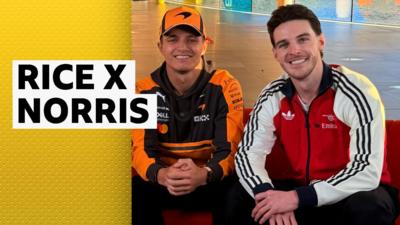 Maclaren's Lando Norris and Arsenal's Declan Rice.