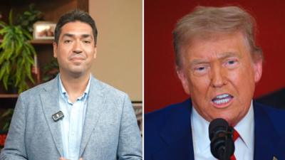 Bernd is on the left and Donald Trump is on the right.