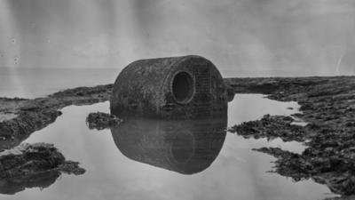 Wreckage of ship at Tusker Rock