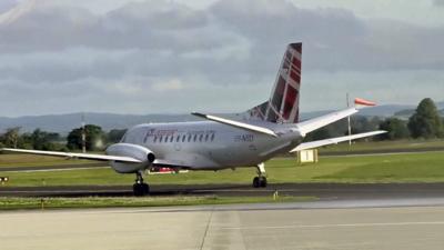 Loganair plane at Carlisle Airport