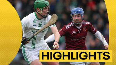 Luke Hogan of O'Loughlin Gaels is about to line up a shot despite the efforts of Cushendall's Liam Gillan