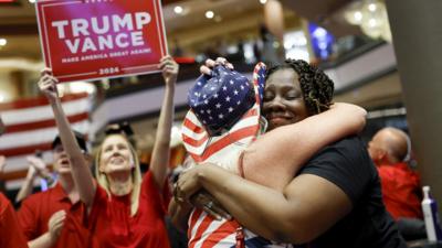 People attend the Nevada Republican Party watch party at the Ahern Hotel in Las Vegas, Nevada, USA, 05 November 2024.