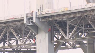 Engineers work on the Forth Road Bridge