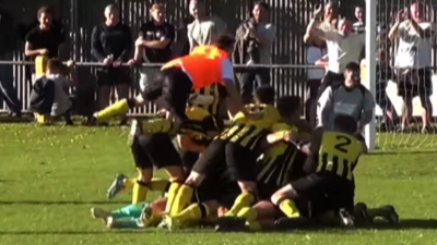 Holbeach celebrate Ricky Drury's late strike