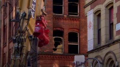 A large fire at a disused building