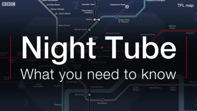 Night Tube graphics over TfL map