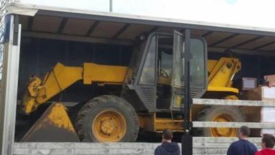 Tractor hidden in lorry