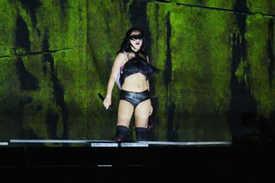 Charli XCX performing on The Other Stage during the Glastonbury Festival.