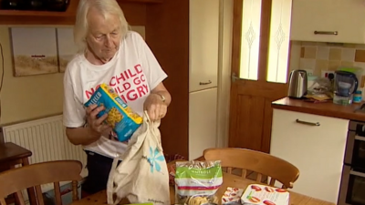 Maggie Herod creates a food parcel