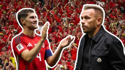 Wales' Ben Davies and boss Craig Bellamy