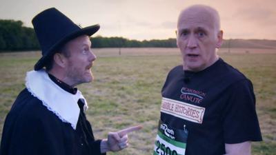 Horrible History author Terry Deary at the Great North Run start