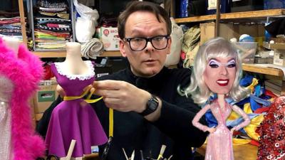 Mark Mander and Clementine the living fashion doll