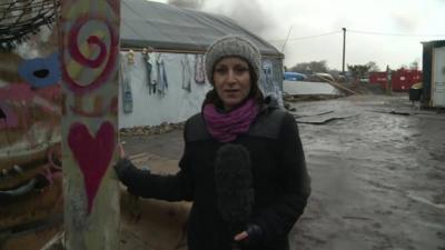 BBC reporter Anna Holligan at the Calais migrant camp