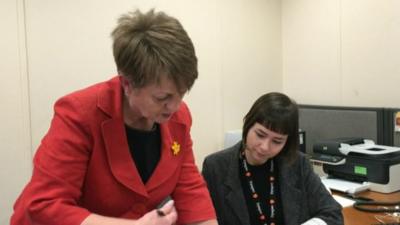 Jocelyn Davies in her office at the Welsh assembly