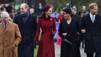 The Prince of Wales, the Duke of Cambridge, the Duchess of Cambridge, the Duchess of Sussex and the Duke of Sussex