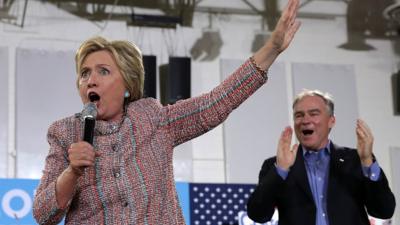 Hillary Clinton and Tim Kaine