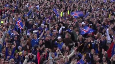 Iceland fans celebrate