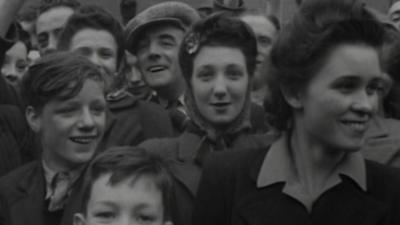 George Square was packed for VE Day in Glasgow in 1945