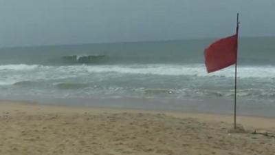 Red flag on beach