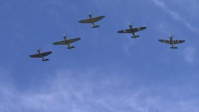 Spitfires and Hurricanes flypast