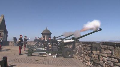 Gun salute at Edinburgh Castle