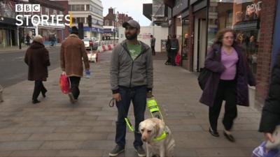 Amit Patel and guide dog Kika