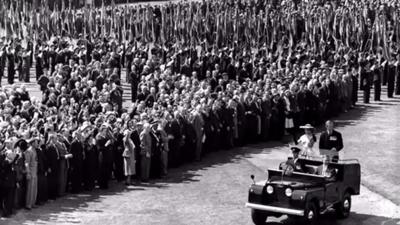 Archive of The Queen with Land Rover Defenders