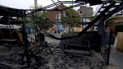 Mourne Seafood Bar outdoor area burned following the arson attack