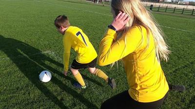 Children playing football