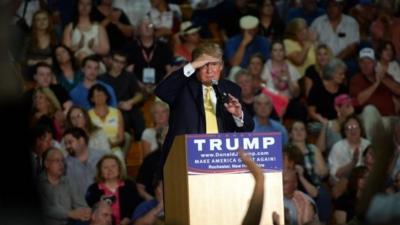 Donald Trump at a campaign rally in New Hampshire