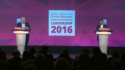 Jeremy Corbyn and Owen Smith in Gateshead