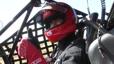 Tejas Hirani in racing helmet