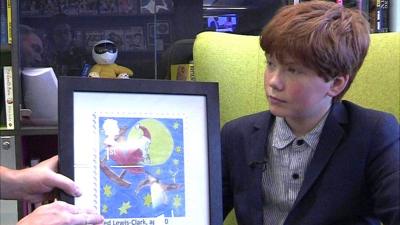 Ted with his stamp design