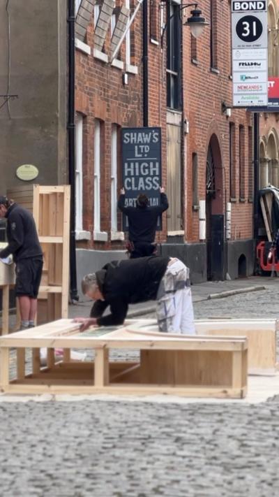 Film set being built on High Street in Hull