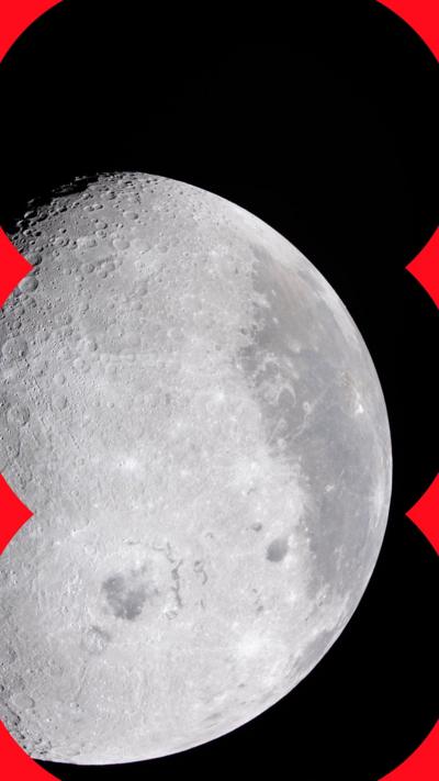 Detailed telescopic view of the Moon against a black sky
