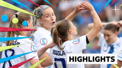 Finland's Katariina Kosola celebrates her goal against Iceland 
