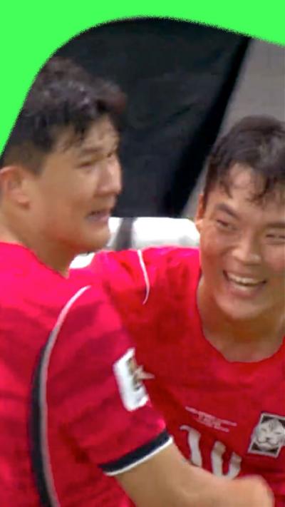 Oh Hyeon-Gyu celebrates with his team-mates. 