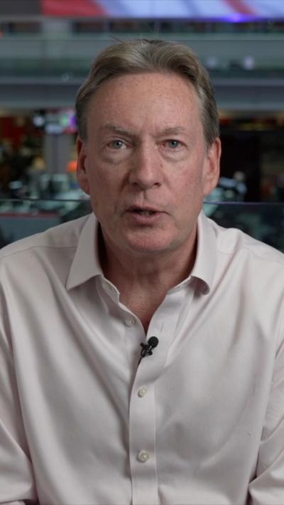 Frank Gardner speaking to the camera, wearing a white shirt