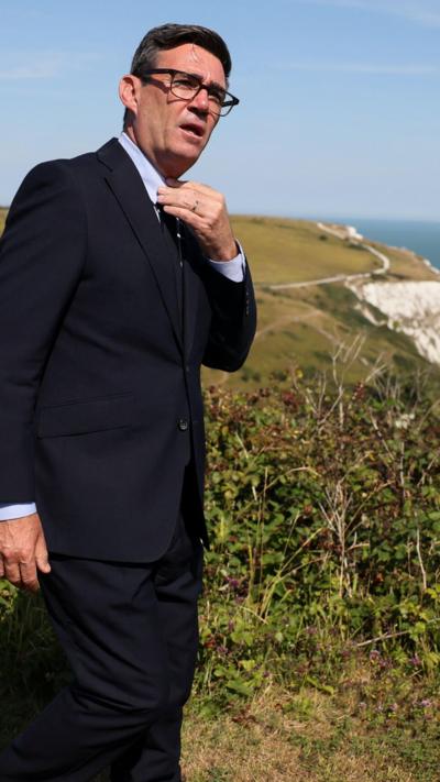 Andy Burnham on the White Cliffs of Dover.